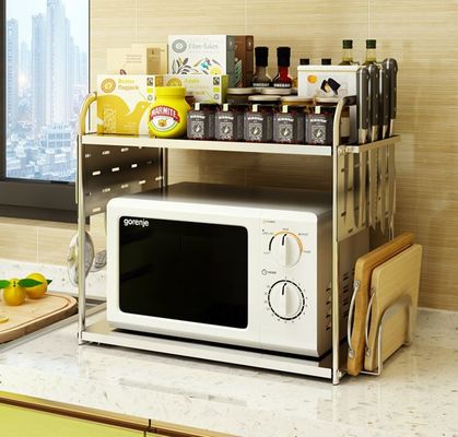 2-Tiers Storage Shelf Kitchen Organizer Rack Silver Color Carbon Steel Frame