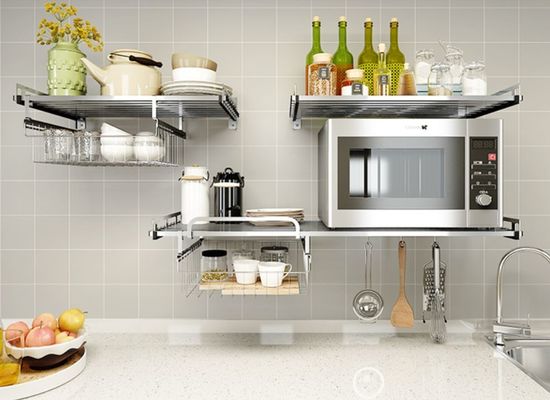 1-Tiers Wire Rack Cabinet Organizers , Cutlery Drainer Kitchen Counter Rack