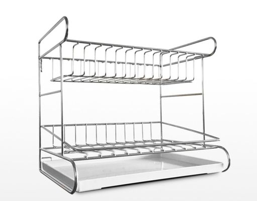 2 Tier Easy Install Kitchen Storage Racks / Cutting Board Holder With Removable Drain Board
