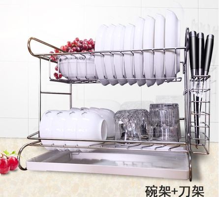 2 Tier Easy Install Kitchen Storage Racks / Cutting Board Holder With Removable Drain Board