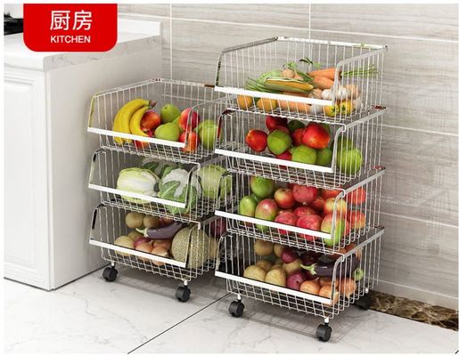 Modern Stackable Metal Kitchen Storage Racks / Bin Basket For Houseware Storage