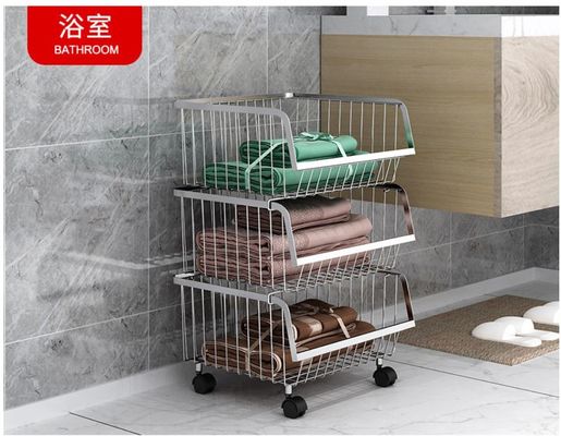 Modern Stackable Metal Kitchen Storage Racks / Bin Basket For Houseware Storage