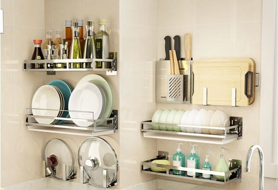 Metal Tube Kitchen Storage Racks Non - Folding Rack With Multifunction
