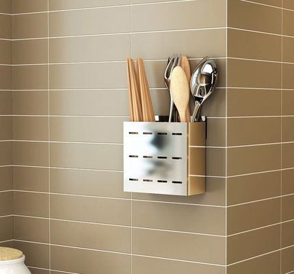 Polished Wall Mounted Kitchen Rack / Chopsticks Case For Chopsticks Spoon And Knife Storage