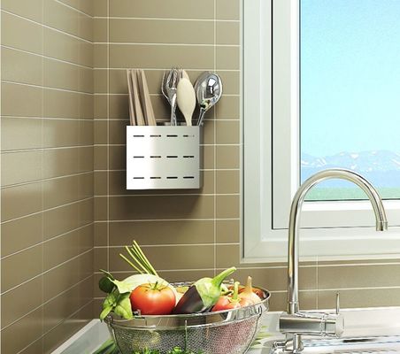 Polished Wall Mounted Kitchen Rack / Chopsticks Case For Chopsticks Spoon And Knife Storage