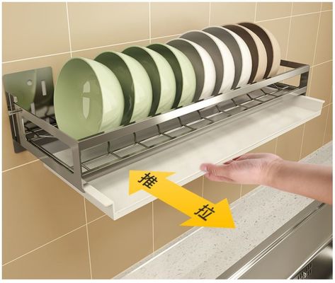 Bowl Plate Stainless Steel Kitchen Rack With 5cm Highten Guardrail
