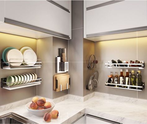 Bowl Plate Stainless Steel Kitchen Rack With 5cm Highten Guardrail