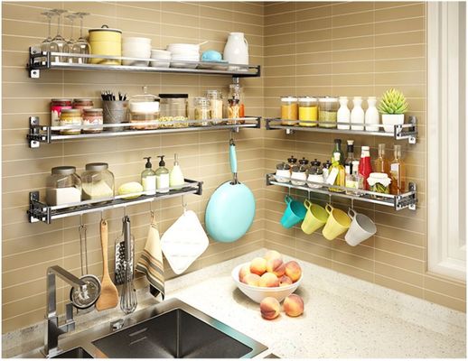 Modern Stainless Steel Rod Wall Hanging Type Stainless Steel Rack For Kitchen Sink
