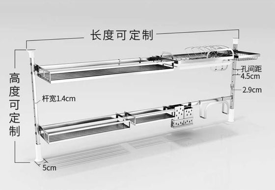 2 Tier Storage Organizer Stainless Steel Kitchen Rack On The Countertop