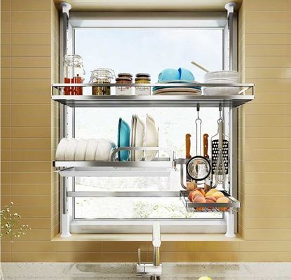 2 Tier Storage Organizer Stainless Steel Kitchen Rack On The Countertop