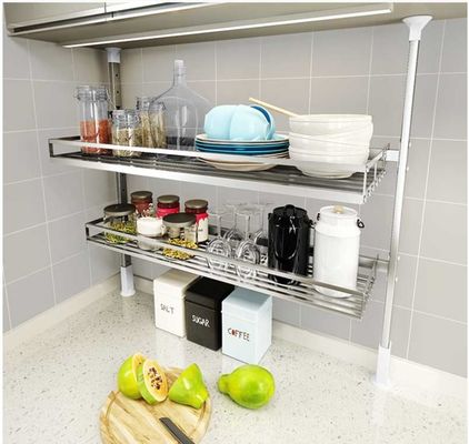 2 Tier Storage Organizer Stainless Steel Kitchen Rack On The Countertop