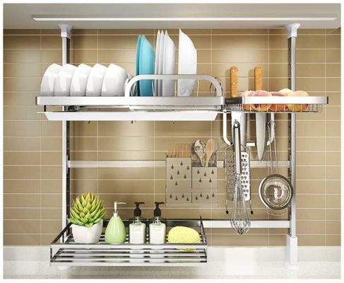 2 Tier Storage Organizer Stainless Steel Kitchen Rack On The Countertop