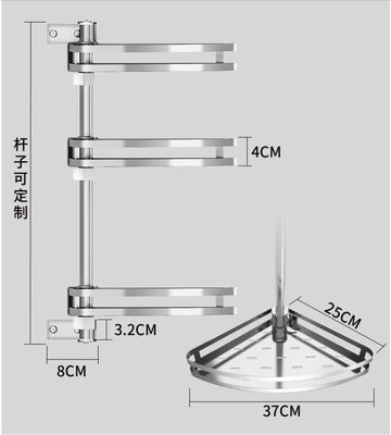 Wall Mounted Stainless Steel Kitchen Shelves , Adjustable Corner Kitchen Rack
