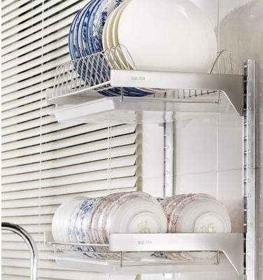 Two Tier Draining Rustless Stainless Steel Kitchen Rack With Chopstick Holder