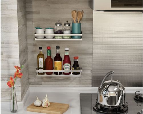 No Nail Stainless Steel Wall Spice Rack Seasoning Shelf Polish Stainless Steel