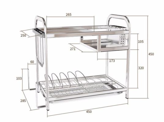 Large Storage Space Wall Spice Rack , Metal Spice Rack With Cutting Board Holder