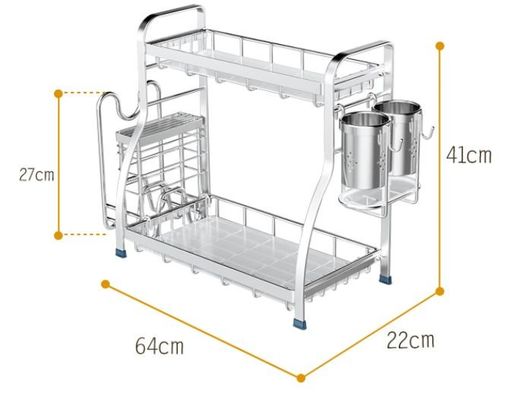 Standing Stainless Steel Spice Rack , Easy Clean Assemble Steel Spice Rack