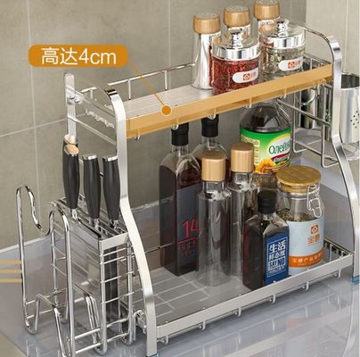 Standing Stainless Steel Spice Rack , Easy Clean Assemble Steel Spice Rack