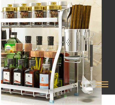 Standing Stainless Steel Spice Rack , Easy Clean Assemble Steel Spice Rack