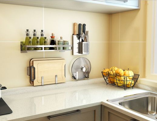 Commercial Stainless Steel Wall Spice Rack Sauce Holder Stable Structure