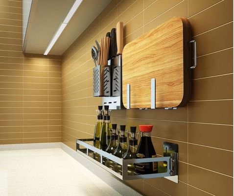 Commercial Stainless Steel Wall Spice Rack Sauce Holder Stable Structure