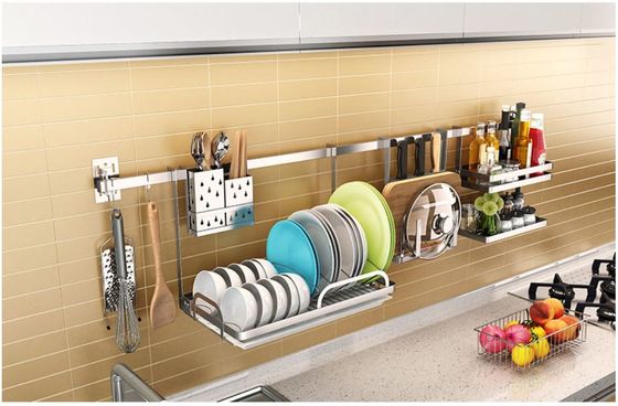 Tiered Hanging Silver Stainless Steel Wall Spice Rack Jars Bottles Holder