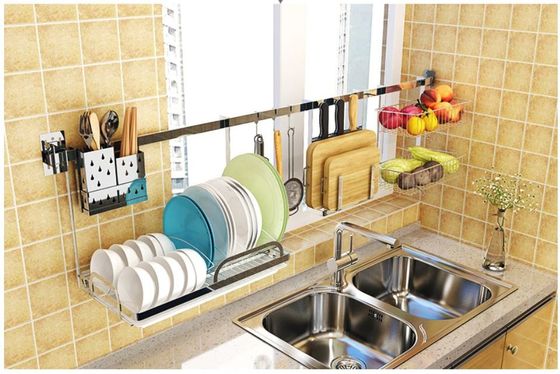 Tiered Hanging Silver Stainless Steel Wall Spice Rack Jars Bottles Holder