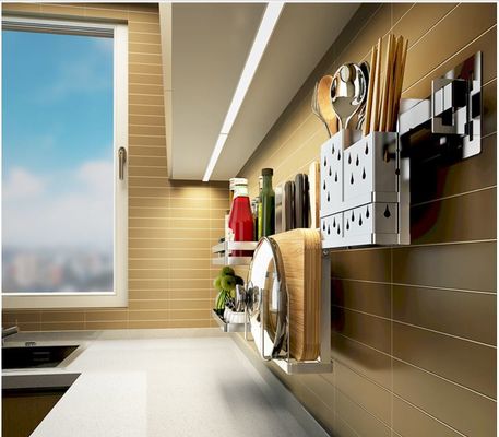 Anti Bent Stainless Steel Wall Spice Rack Brushed Silver Color Easy Installation
