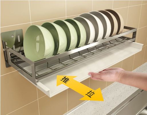 Multifunction Stainless Steel Plate Rack / Wall Dish Drying Rack S - Shaped Design