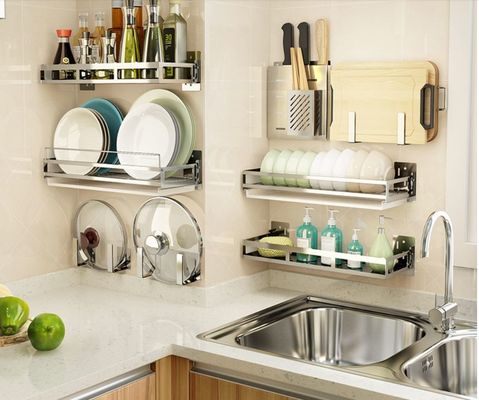 Multifunction Stainless Steel Plate Rack / Wall Dish Drying Rack S - Shaped Design