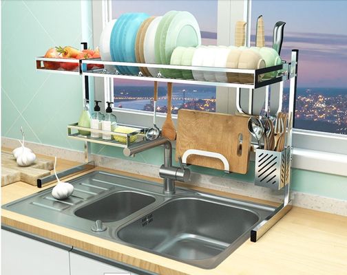 Kitchen Storage Fashion Dish Drying Shelf With Chopstick Holder Rrustless
