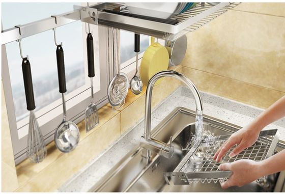 Wire Mesh Stainless Steel Dish Rack , Space Saving Dish Drainer Rack