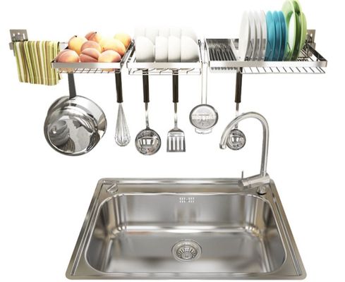 Wire Mesh Stainless Steel Dish Rack , Space Saving Dish Drainer Rack