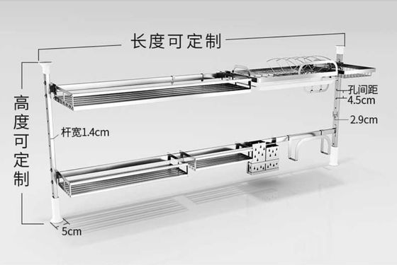 Wall Mounted Stainless Steel Dish Drying Rack , Kitchenware Compact Dish Rack