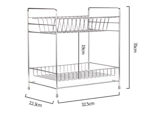 Double Tier Kitchen Dish Drying Shelf With Cutlery Holder And Chopstick Holder