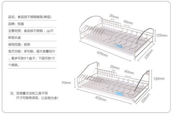 Kitchen Wall Mounted Dish Drying Shelf 304 Stainless Steel Sliver Color