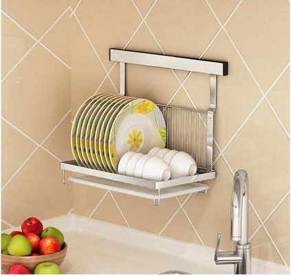Kitchen Wall Mounted Dish Drying Shelf 304 Stainless Steel Sliver Color