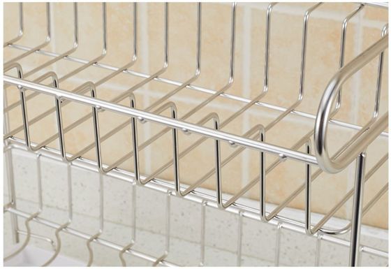 2 Tier Easy Install Kitchen Dish Drying Shelf With Removable Drain Board