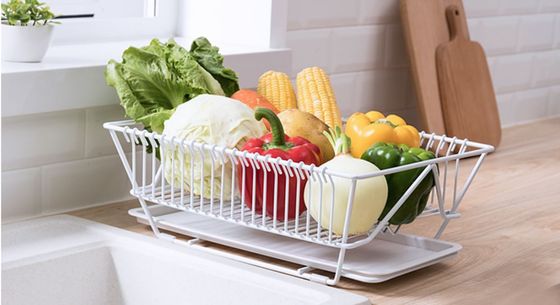 Metal Construction Kitchen Drying Rack , Removable Stainless Dish Rack