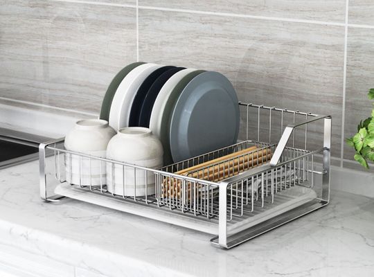 Stylish Modern Streamline Design Dish Drying Shelf Cutlery Storage And Drainboard