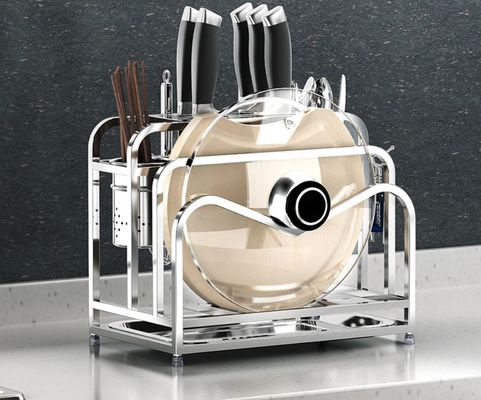 Removable Hook Kitchen Utensil Rack Space Saving With Chopstick Holder Pot Lid Rack