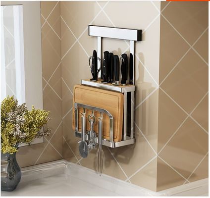 Wall Mounted Cookware Lid Organizer , Chopping Board Stainless Steel Wire Shelves