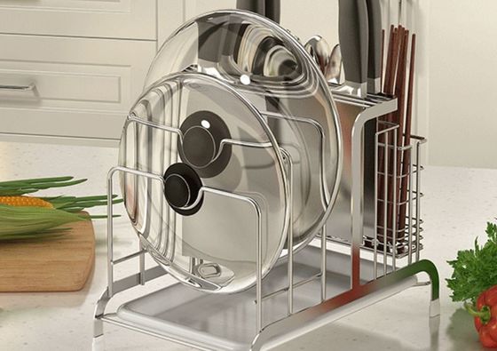 Knife Block Storage Lid Rack Organizer , Countertop Kitchen Organiser Rack