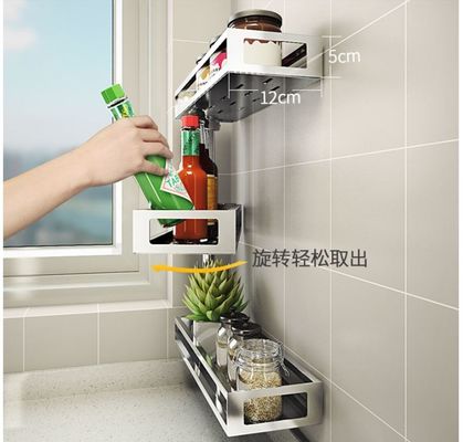 Multi Tier Rotatable Bathroom Storage Rack Solid Base For A Stable Hold