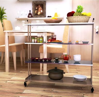 Drilling Kitchen Rack On Wheels , Clutter - Free Metal Shelves In Kitchen