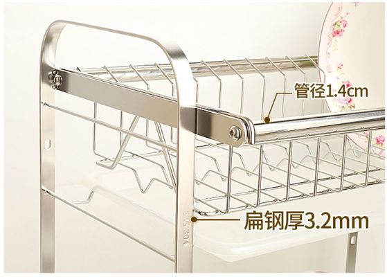 Dish Drainer Drying Stainless Steel Storage Racks On Wheels With Cutlery Holder And Cup Holder