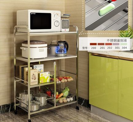 Kitchen Stainless Steel Storage Racks On Wheels Adjustable With 4-6 Tier