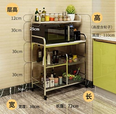 Kitchen Stainless Steel Storage Racks On Wheels Adjustable With 4-6 Tier