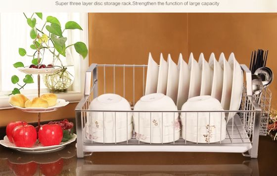 Rust Proof Kitchen Wire Baskets Durable Stainless Steel Materials With Chopstick Holder
