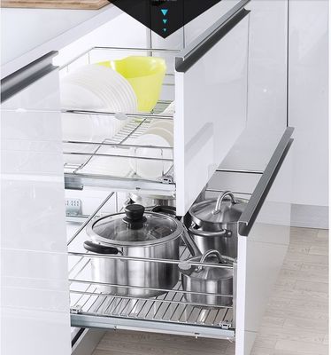 Dish Organizer Slide Out Wire Baskets , U - Shape Support Slide Out Baskets For Kitchen Cabinets